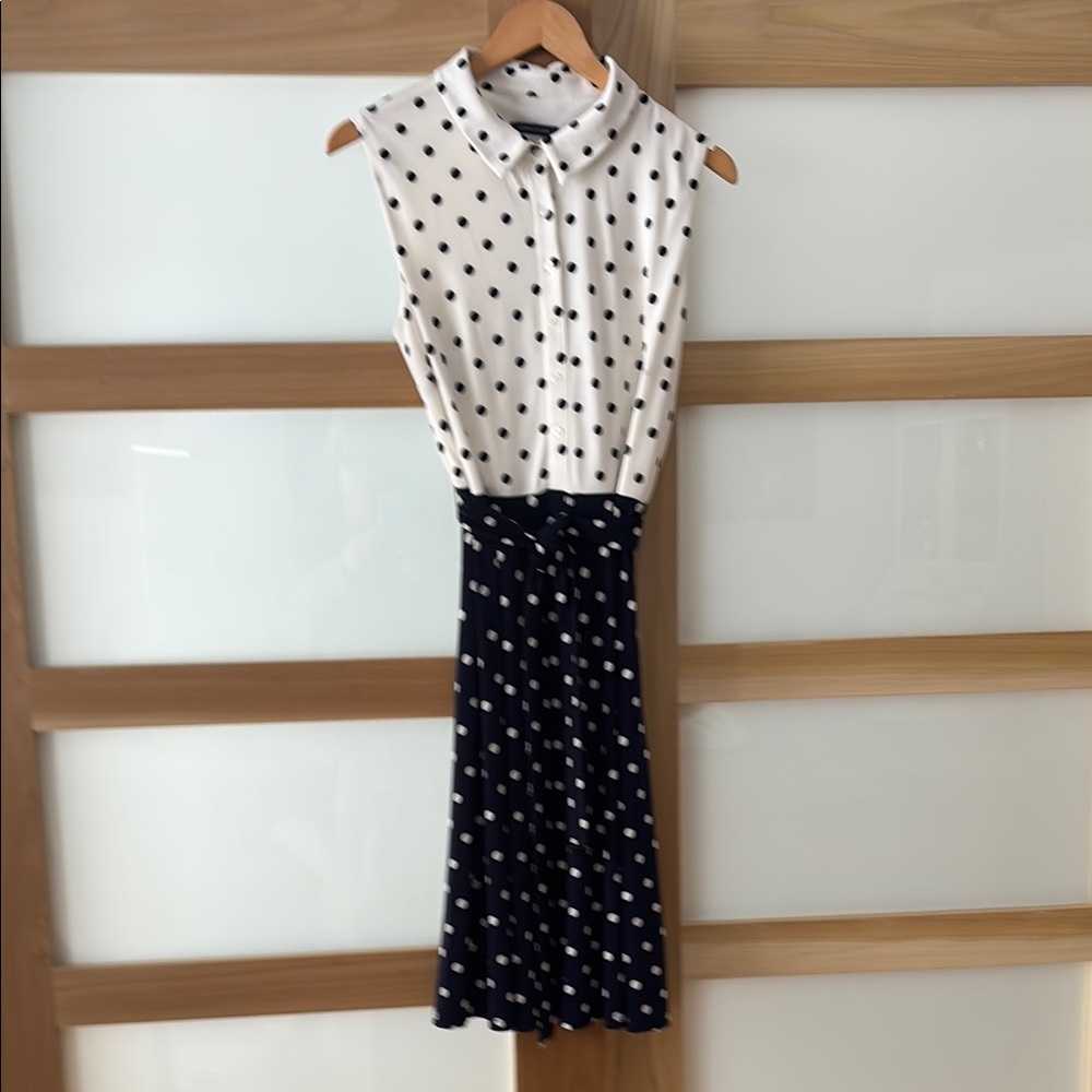 Tommy Hilfiger Size 14 NWT Chic Navy Polka Dot Sleeveless Dress